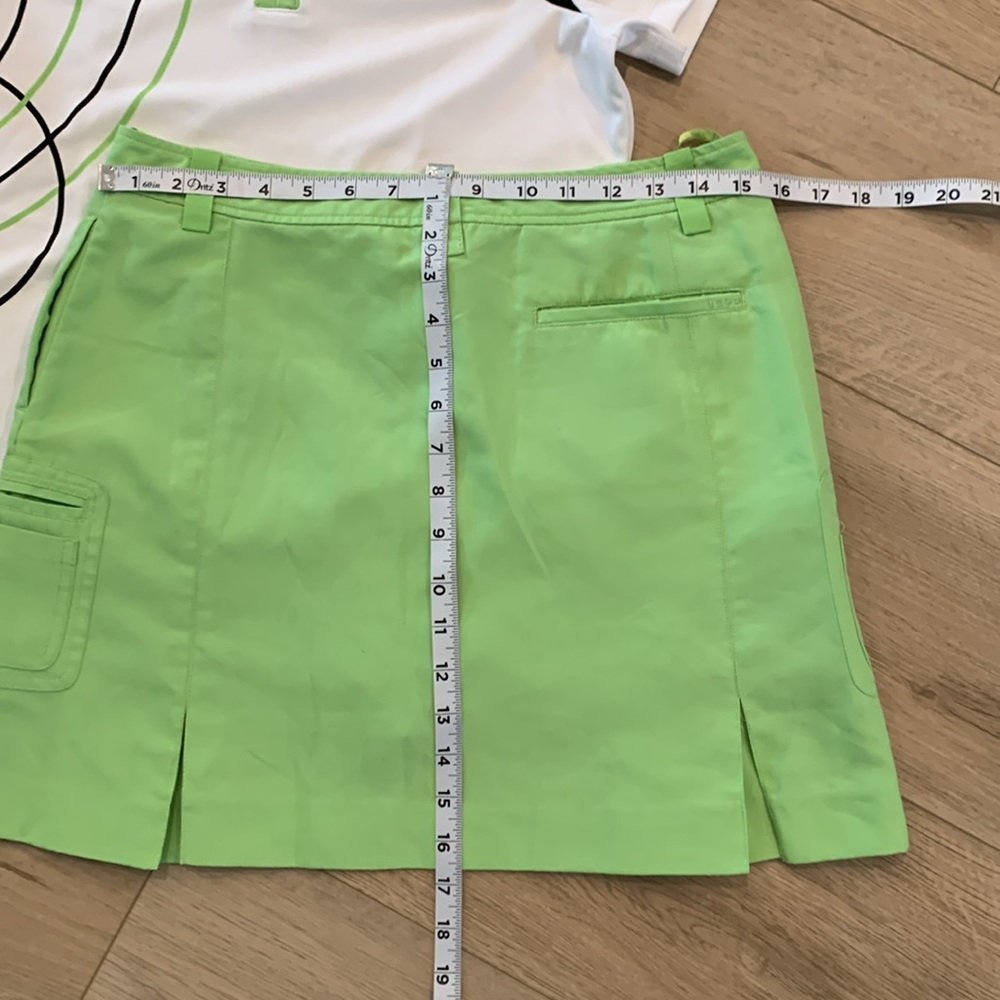 Izod Green and White Golf Skirt & Shirt Size 4 with Black Trim #101 - Picture 7 of 14